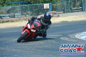 Superbike-Coach student Vance on our Little 99 Raceway in Stockton, CA